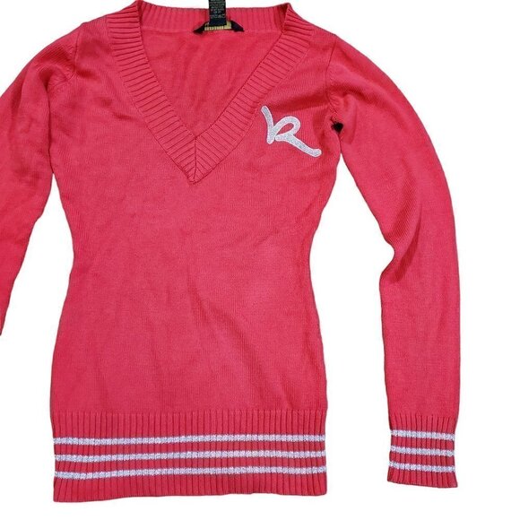 Rocawear Sweater Womens Red V-Neck Pullover Long Sleeve Cotton Blend‎ Size M - Picture 7 of 7